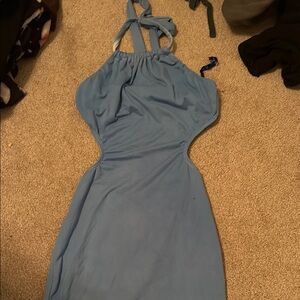 Elegant Blue Halter Dress